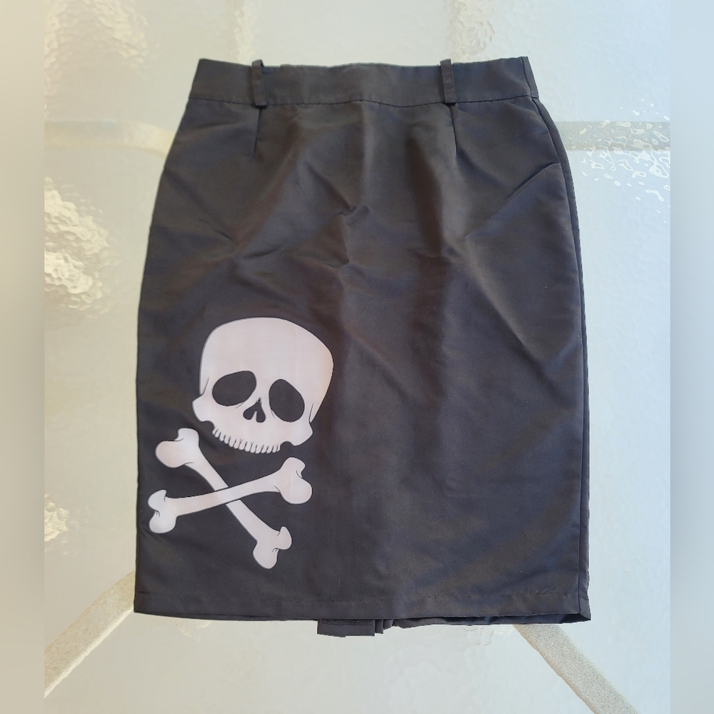 Deadly Dames Satin Skull Pencil Skirt Pinup Couture Designed By Micheline Pitt